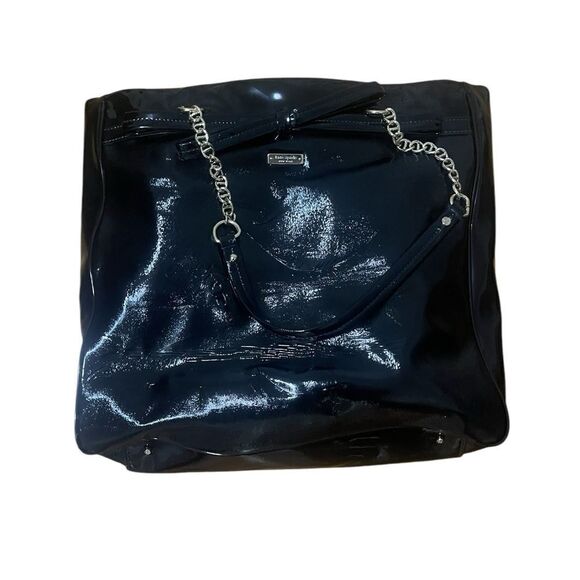 Kate Spade Patent Leather Tote with Gold Chain Embossed - Picture 11 of 16